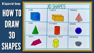 3D Shapes Drawing for Kids Learning | 3D Shapes Drawing | Mathematics shapes Drawing & Name