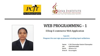 Task 02 | EShop Project | Web Programming 01 | Java Institute | Naduni Ekanayaka