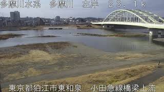 多摩川  小田急線橋梁上流 (2021/01/26) 定点観測 Tamagawa River Live Camera