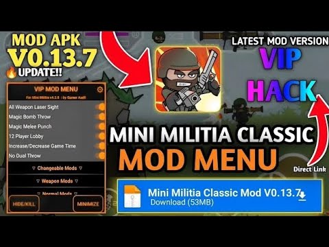 Mini Militia Classic Mod Menu v0.13.7 para Android 2024 Mini Militia Classic Mod Apk Hack 30 muertes