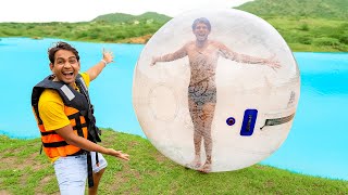 Running On Water Using Big Plastic Ball - Challenge