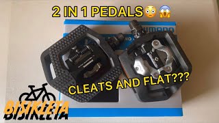 HYBRID PEDALS BY SHIMANO. 2 IN 1 CLEATS AND FLAT PEDALS | BISIKLETA