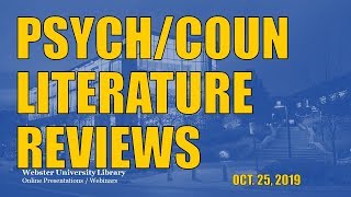 Your literature review for psychology and counseling