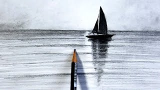 How to Draw a Boat on Water with Pencil