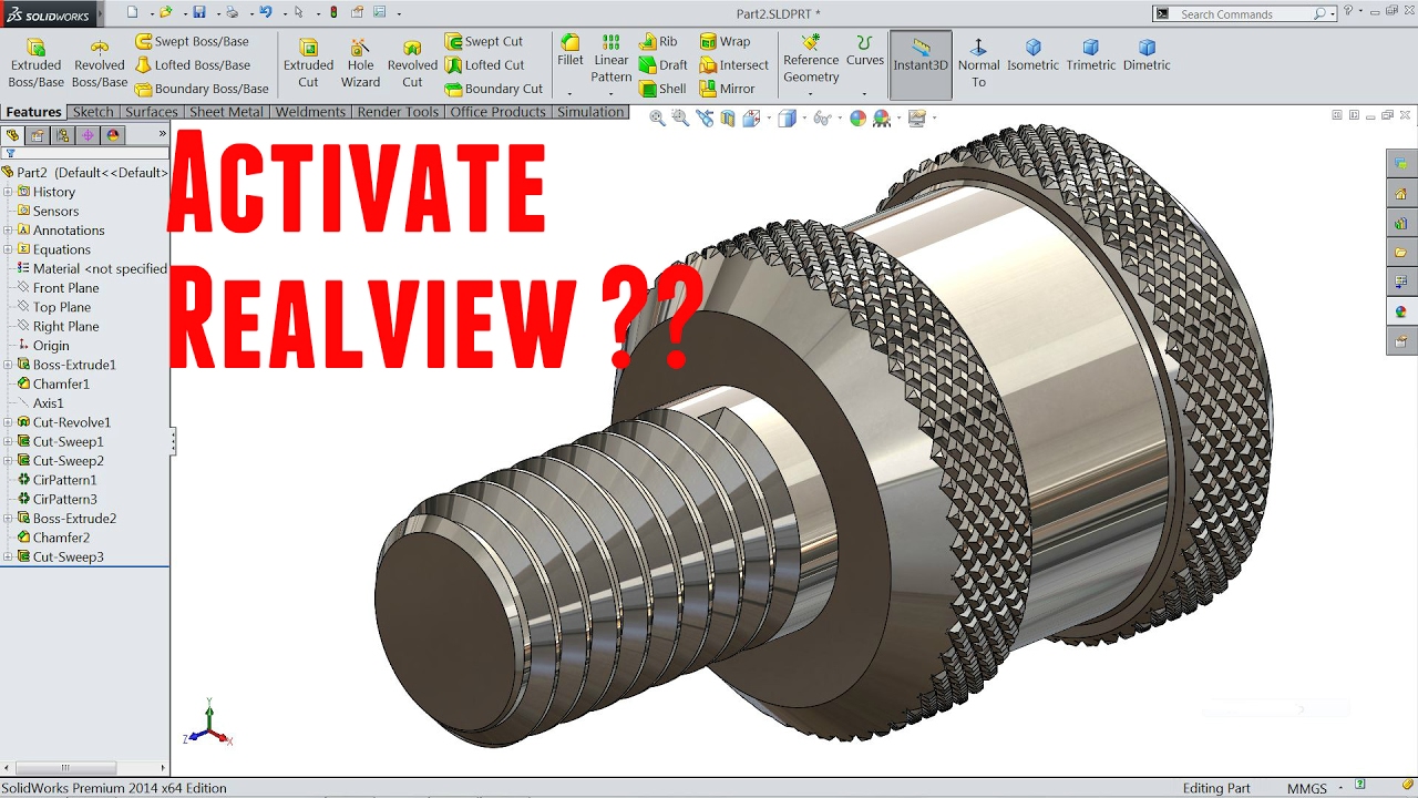 How To Activate Realview In Solidworks | Solidworks Tutorial - YouTube