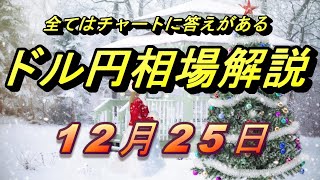 【FX】ドル円為替相場の予想と前日の動きをチャートから解説。日経平均、NYダウ、金チャートも。12月24日