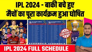 IPL 2024 : BCCI Announced IPL 2024 Full Schedule | बाकी बचे हुए मैचों का कार्यक्रम हुआ घोषित