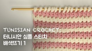 [아프간뜨기] #03 터니시안 심플 스티치, 배색뜨기 1 #Tunisiancrochet #Afghancrochet