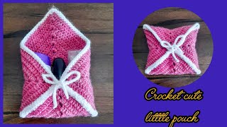 Crochet Grannysquare Pouch ll Solid Grannysquare Bag/Pouch ll #kitti's Crochet #valentinesdaygift