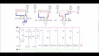 A+B+B- A-C+C- , Electro-pneumatic circuit.