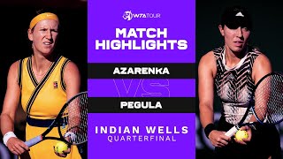 Victoria Azarenka vs. Jesscia Pegula | 2021 Indian Wells Quarterfinal | WTA Match Highlights