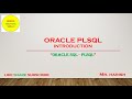 Oracle PLSQL Introduction