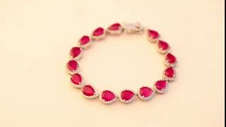 Pulseira Prata Gotas Rubi VD 248