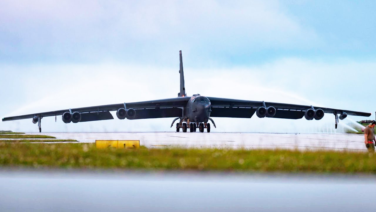 B-52 Stratofortress Arrival And Take Off From Guam U.S. Air Force - YouTube