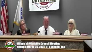 3/25/2024 Village of Ortonville Council Meeting