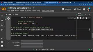Simple Calculator Google Colab Python