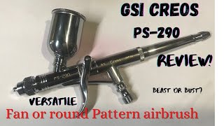 GSI Creos PS 290 airbrush review!  A fan pattern airbrush for wide smooth spraying! how good is it?