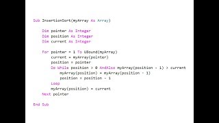 Insertion Sort VB.NET Implementation