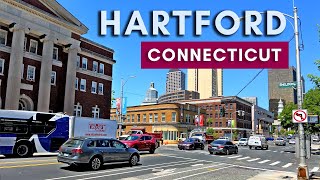 CONNECTICUT Driving Tour, USA: Downtown Hartford - 4K