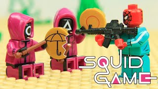 Battle SQUID GAME Dalgona Candy Challenge With Spider-man | Lego Stop Motion