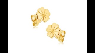 Jewelry – Shiny gold earrings - lucky shamrock, decorative grooves