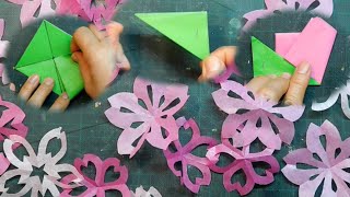 kimie gangi 10折り型紙を使って作る お花紙の桜  Sakura cutting use paper pattern