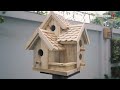 build diy woodworking temple bird house and bird feeder