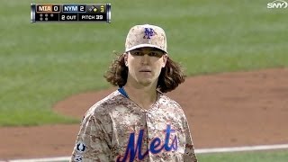 deGrom fans eight in a row to start the game