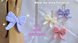 Easy Ribbon Keychain Crochet Tutorial: Step-by-Step Guide | How to Crochet a Bow (Eng/Ina)