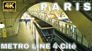 【4K】🇫🇷Paris Metro Line 4 -  Cité Train Station