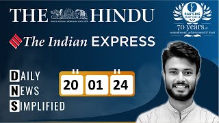 The Hindu & The Indian Express Analysis | 20 January, 2024 | Daily Current Affairs | DNS | UPSC CSE