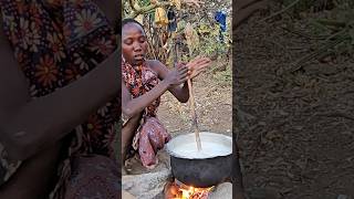 Cooking Ugali In The Most Remote Tribe Of Tanzania#hadzabetribe #shortsfeed