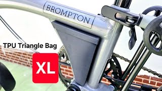 TPU triangle bag for Brompton is now available in XL version. 30% more space and easier to access.