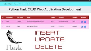 Flask CRUD Operation | Python Flask Insert Update Delete | FLASK with Radio Buttons and checkbox