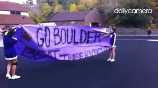 Boulder High Fans wait for their team to come onto the field against Fairview