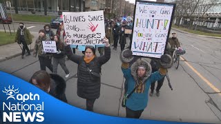 People take to the streets in Montreal to protest shooting of Papigatuk twins | APTN News