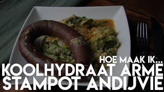 Koolhydraatarme stampot andijvie met nitrietvrije rookworst!