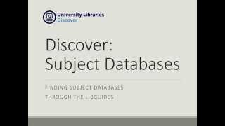 Finding Subject Databases from the LibGuides