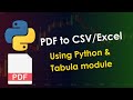 Convert PDF data into Excel or CSV file using Python & Tabula Module