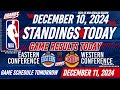 NBA STANDINGS TODAY as of DECEMBER 10, 2024 | GAME RESULTS TODAY | GAMES TOMORROW / DEC. 11 | WED