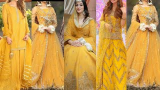 Haldi and Ubton Yellow colour combination colour contrast suit kurti dress frock ap or Bridal k liye