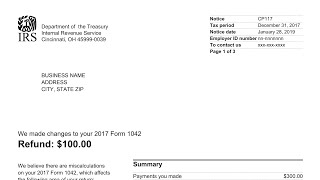 How to understand your CP117 Notice (Math Error on IRS Form 1042 with Refund)