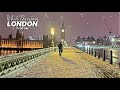 Midnight Snowfall in Westminster, London - 4K Walking tour of London in the Winter Snow