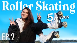 Learning to ROLLER SKATE! (Roller Skating MOVES for Beginners) *outdoor roller skating*