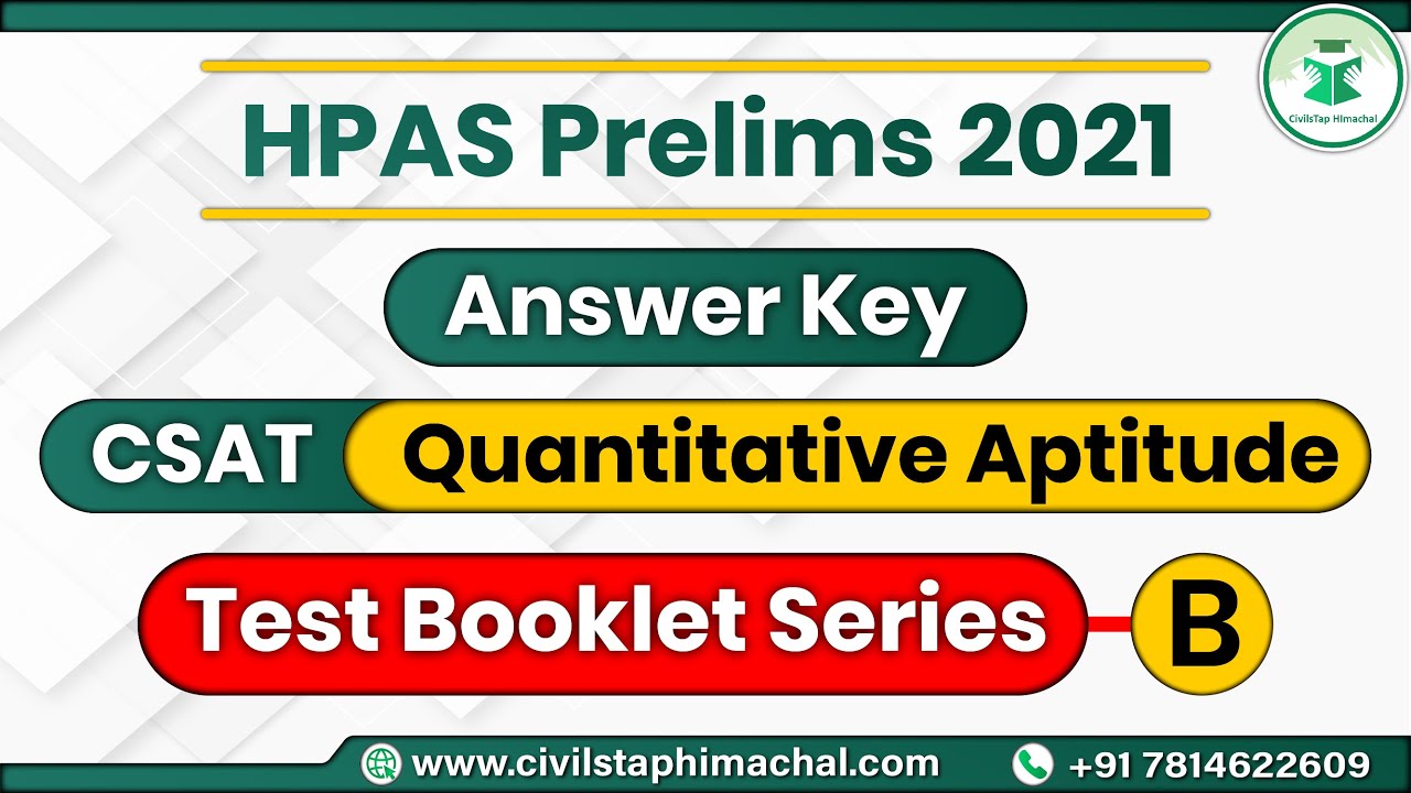 CSAT Answer Key | Quant| HPAS Prelims 2021 | 26 September 2021 | Paper ...