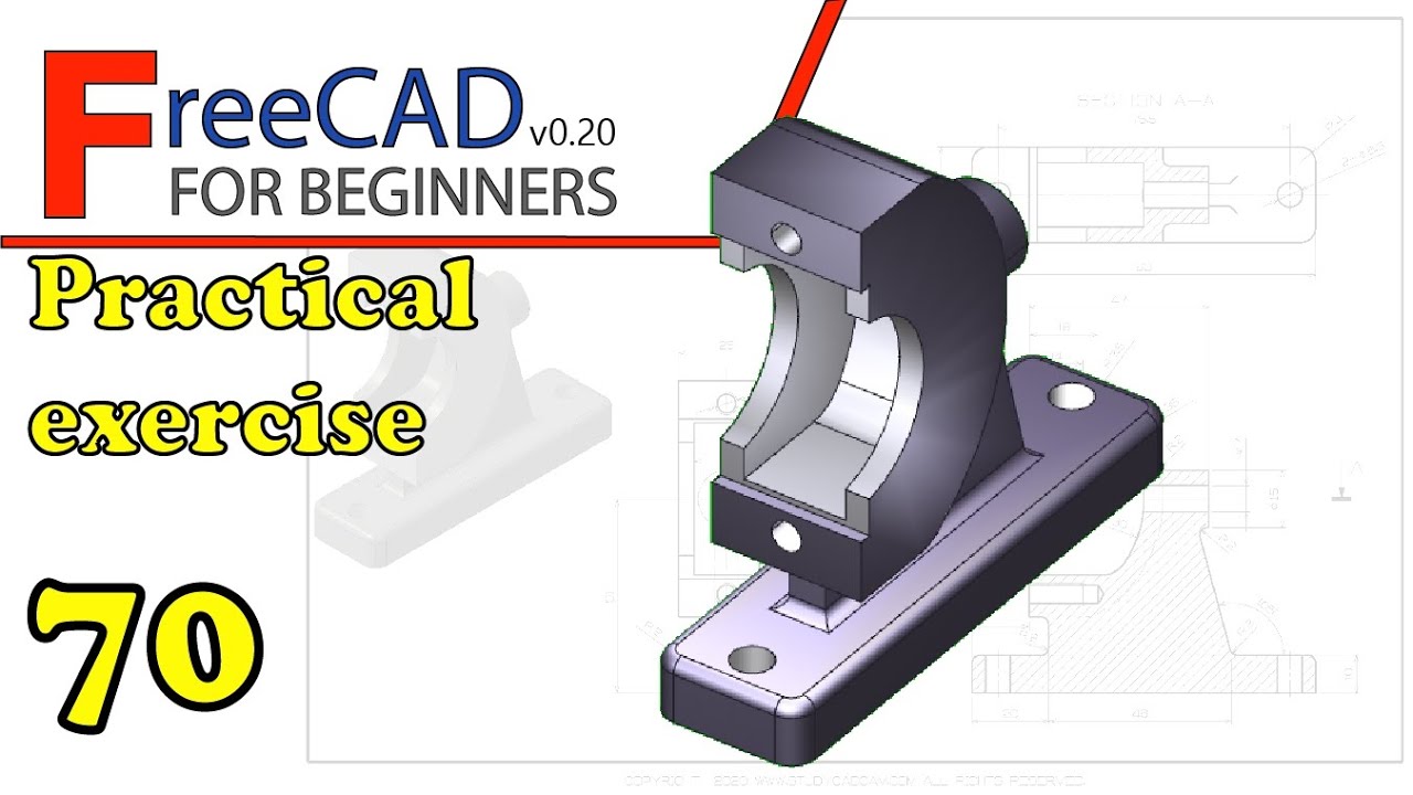 Freecad Beginners Tutorial Practical Exercise 70 Studycadcam Model