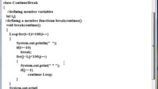 How to implement break and continue in java