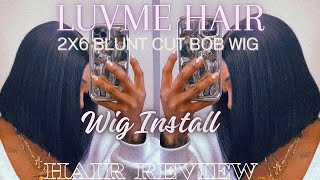 2x6 Blunt cut lace BOB WIG glueless install featuring LUVME HAIR #luvmehair #wigreview #wiginstall