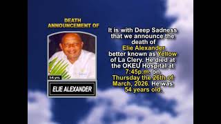 Elie Alexander ~ Short Obituary