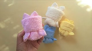 พับผ้าขนหนูเป็นคิตตี้แคท (How to : A TOWEL KITTY)